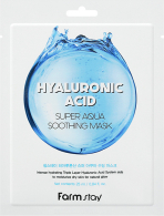 FARMSTAY Hyaluronic Acid Super Aqua Soothing Mask тканевая маска для лица с гиалуроновой кислотой, 25 мл, FARMSTAY