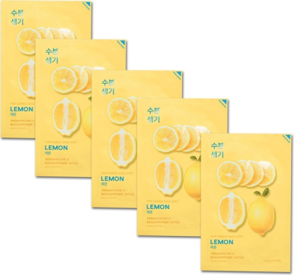 Pure Essence Mask Sheet Lemon набор из тканевых масок для лица, 23 мл*5 шт, Holika Holika