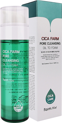 FARMSTAY Cica Farm Pore Cleansing Oil to Foam Успокаивающее масло-пенка для лица вид 1
