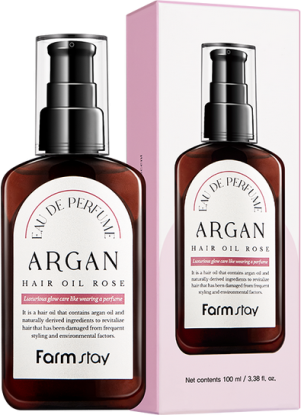 FARMSTAY Eau De Perfume Argan Hair Oil Rose Восстанавливающее масло для волос с ароматом розы вид 1
